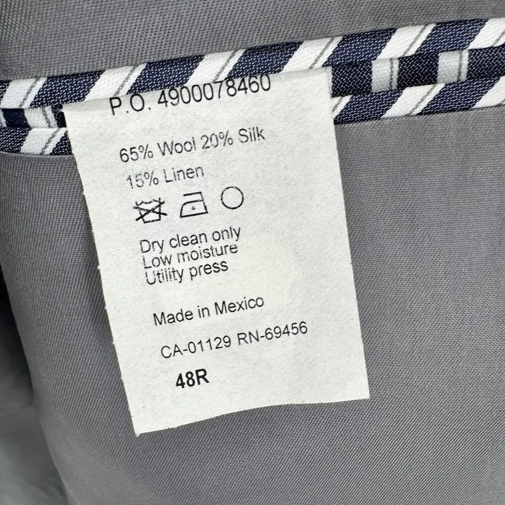Austin Reed Blazer Mens 48 R Wool Silk Linen Gray Plaid Jacket Sport‎ Coat